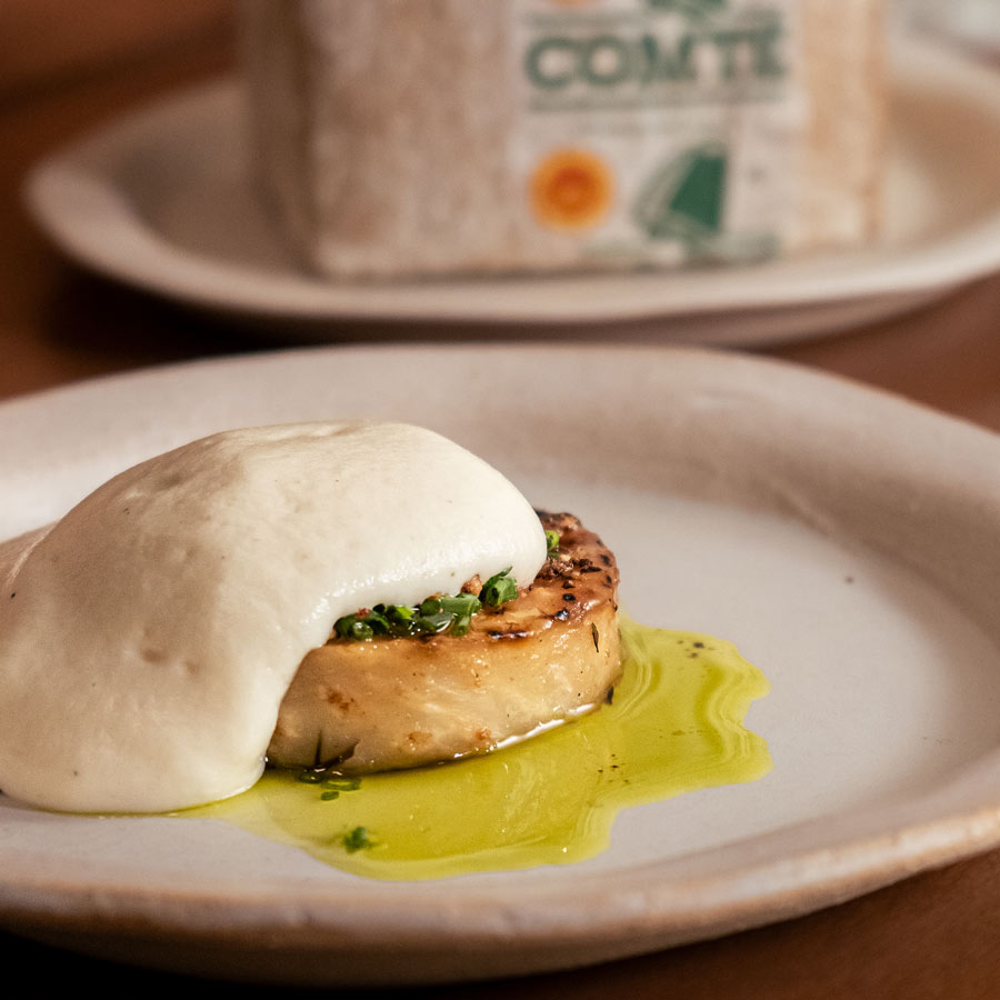 Palet de céleri & purée au Comté